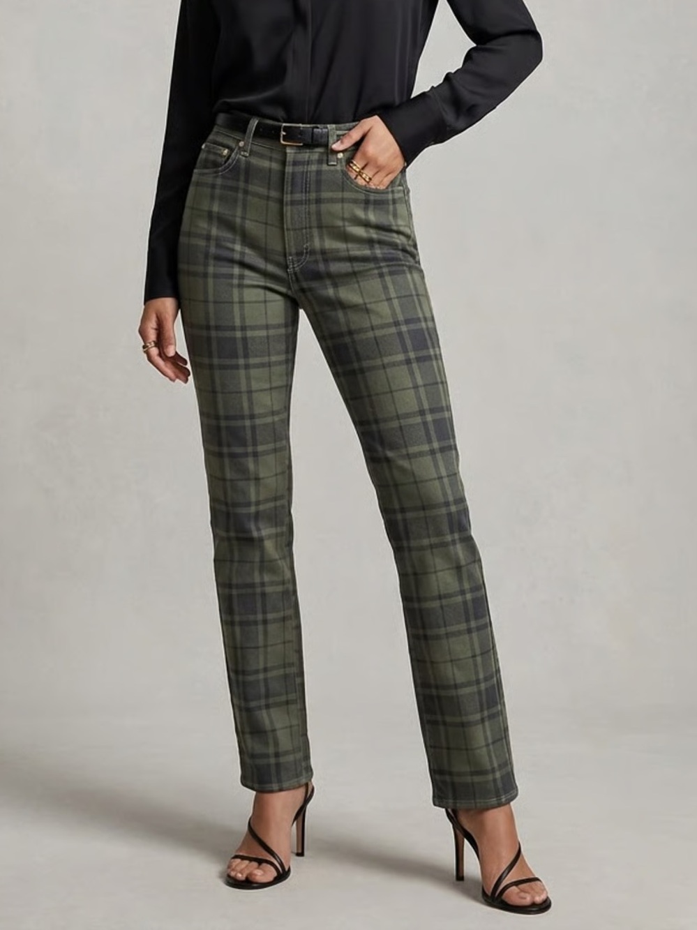 WEWOREWHAT | Green Plaid The Icon High Rise Pants Sz 31